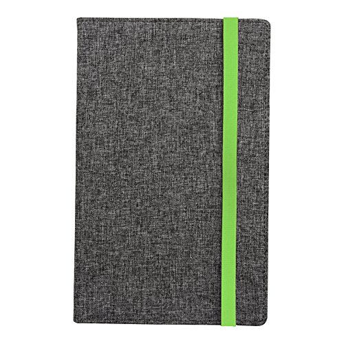 Samsill Suit Style Fashion Writing Notebook,  Hardbound Cover, Classic Size, 5.25 Inch x 8.25 Inch, 120 Ruled Sheets (240 Pages), Gray with Green Elastic Band (Diary, Journal)
