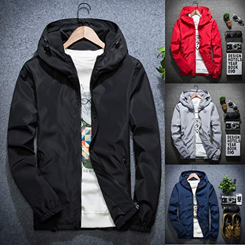 Aurorax Raincoats Waterproof Jacket Plus Size,Men Fall Parka,Long Hooded Coat Outwear Zipper Jacket (Black 2, XL)