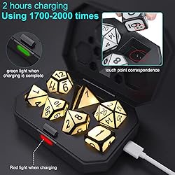 HTPOW Light Up DND Dice Set of 7 USB Rechargeable