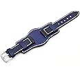Onthelevel Leather Cuff Watch Strap 20mm 22mm 24mm Vintage Genuine Leather Watch Band with Mat for Men