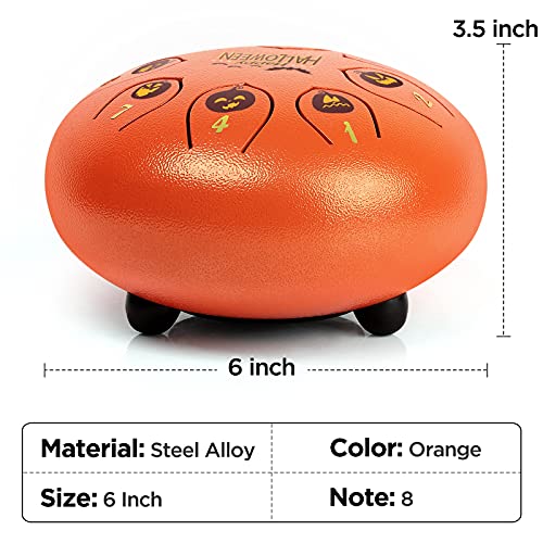 Steel Tongue Drum Kit, Hand Pan Drum, 8Notes6 Inch Hue Drum