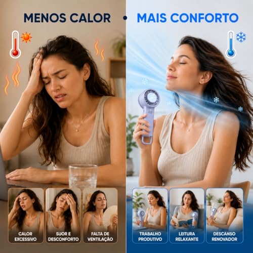 Ventilador Portátil Recarregável Peltier USB-C Sem Fio 10W Silencioso Mini Ventilador de Mão e Mesa Bateria 3.7V Ideal para Viagem Escritório e Uso Pessoal (Azul)