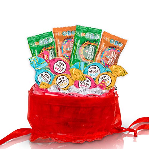Healthy Christmas Treats Mini Holiday Gift Basket: Healthy Christmas Candy Treats & Gourmet Chocolate Christmas Gift Basket For Kids & Adults
