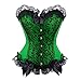 Womens Floral Black Lace Trim Corset Overbust Waist Cincher Bustier Top