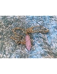 Collar con piedra de cuarzo natural hexagonal, con pendiente de cristal sanador para mujer