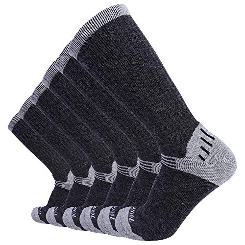 Enerwear 6P Pack Men's Merino Wool Blended Hiking Socks (US 1013, Dark