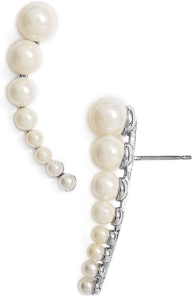 Covet Fashion Jewelry Ear Crawler Earrings in White