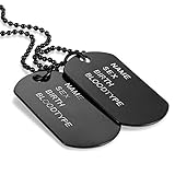 Oidea Mens High Polished Double Army Dog Tag Pendant Necklace,Black,27 Inch Chain Included