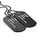 Oidea Mens High Polished Double Army Dog Tag Pendant Necklace,Black,27 Inch Chain Included