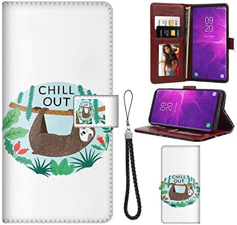 Samsung Galaxy Note 9 Wallet Case, Premium PU Leather Flip Case Cover with Card Slots & Kickstand for Samsung Galaxy Note 9 Funny Quote Sloth Tree Flower
