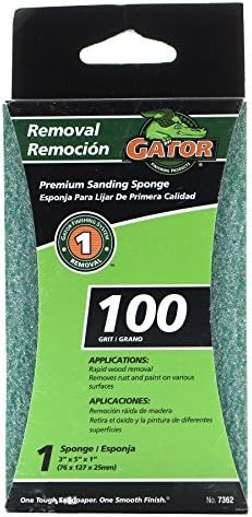 Gator Finishing 7362 100 Grit Aluminum Oxide Sanding Sponges (1 Pack), 3" x 5" x 1"