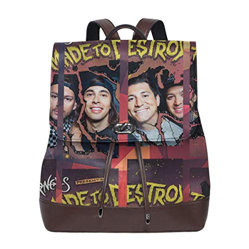 MatthewConnersw Woman Genuine Leather Backpack Pierce The Veil Shoulder Bag Stylish Bookbag