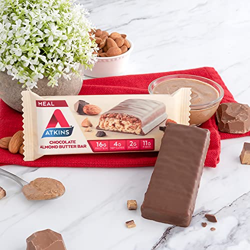 ATKINS CHOCOLATE ALMOND BUTTER PROTEIN MEAL BAR, KETO FRIENDLY, 5 COUNT