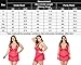 Avidlove Women V-neck Lace Babydoll Mesh Chemise Sleepwear Sexy Open Back Lingerie Rose Red X-Large