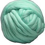 FloraKnit 100% Merino Wool Super Chunky Yarn Bulky Roving Yarn Crocheting Felting,Making Rugs Blanket and Crafts Ice Green 54 Yards