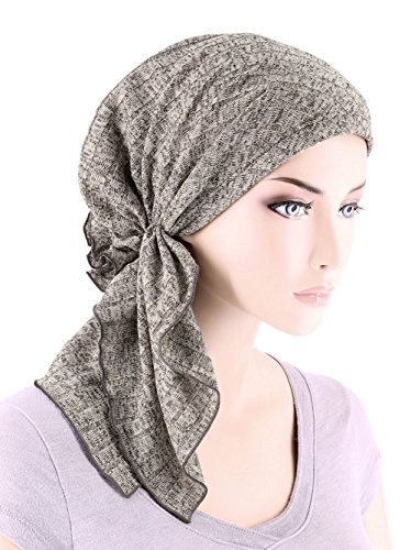 The Bella Scarf Chemo Turban Head Scarves Pre-Tied Bandana For Cancer Gray Taupe Sweater Knit