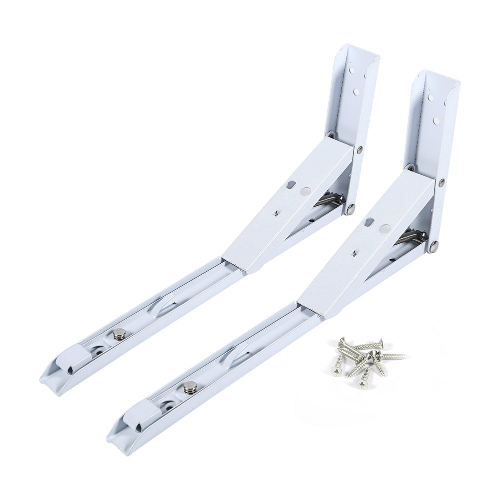2pcs Triangle Folding Shelf Bracket Support Wall Mounted Self Support with 8 Screws(12 Inches)