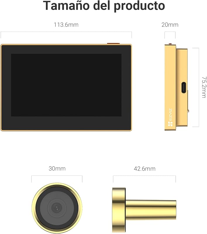 Mirilla Digital de Puerta con Pantalla a Color de 4.3'' Cámara Video Inalámbrico 1080P,Vista en Vivo 146°,Batería Recargable 2200mAh,WiFi 2,4GHz,NO Detección de Movimiento,NO Visión Nocturna,CP2