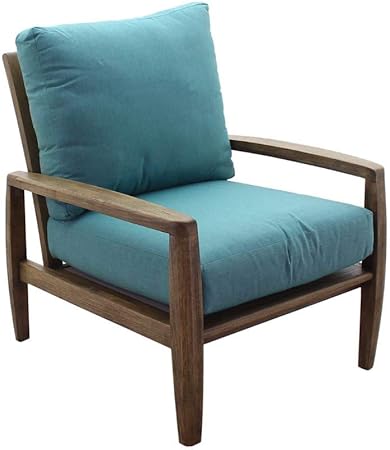 Amazon Com Courtyard Casual 5356 Avalon Collection 1 Teak Club Chair Heather Gray Garden Outdoor