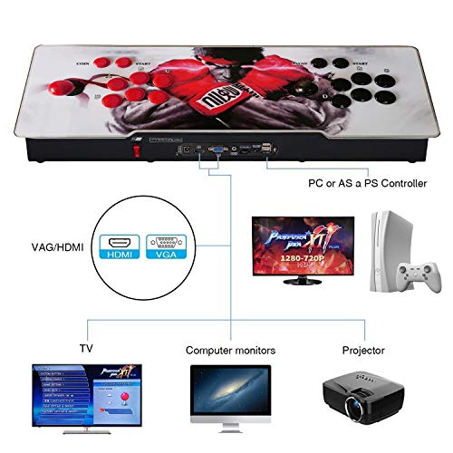 Barbella 2706 Pandora Treasure 2D Retro Arcade Game Console Machine 1280720p Full HD USB & TF/Micro SD Ports | HDMI/VGA/USB Audio Output
