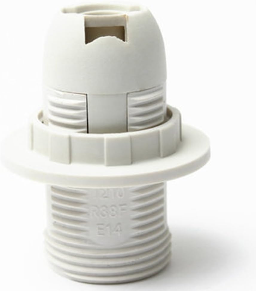 E14 Lamp Holder Light Bulb Pendant Socket Small Edison Screw Lampshade Collar Ring 250V 2A(White,white)