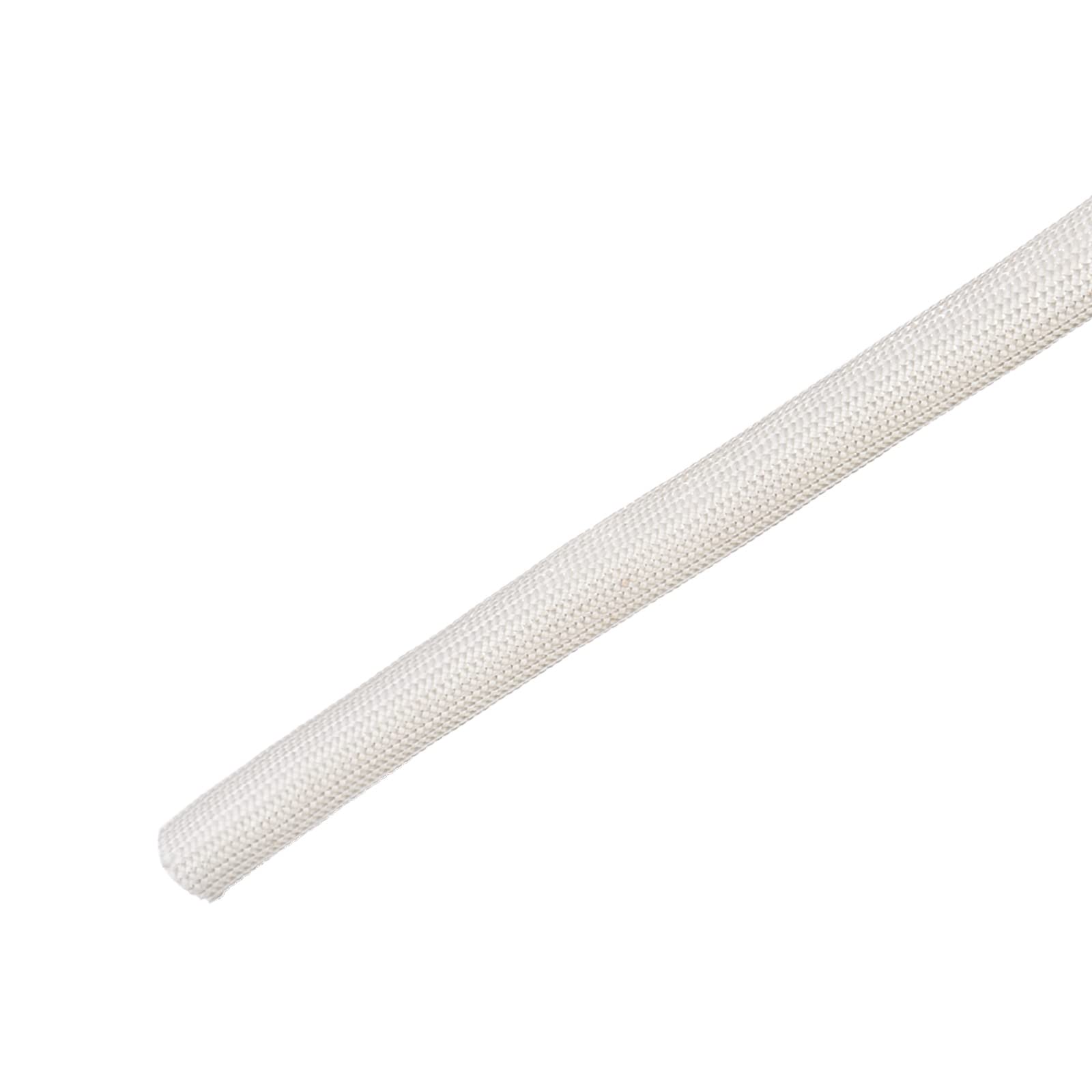 DMiotech 1Pcs 16.5m-8mm Beige Fiberglass High Temperature Sleeving Insulation Tubing for Cable Protection