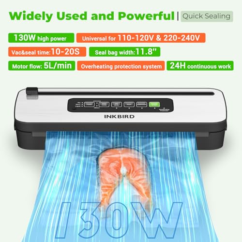 INKBIRD Compact Vacuum Sealer Machine INK-VS05 for Kitchen Use, Preserve Dry/Moist/Liquid Food with 4 Modes, Food Packer with Built-in Cutter and Overheat Protection, Ideal for Freshness Preservation