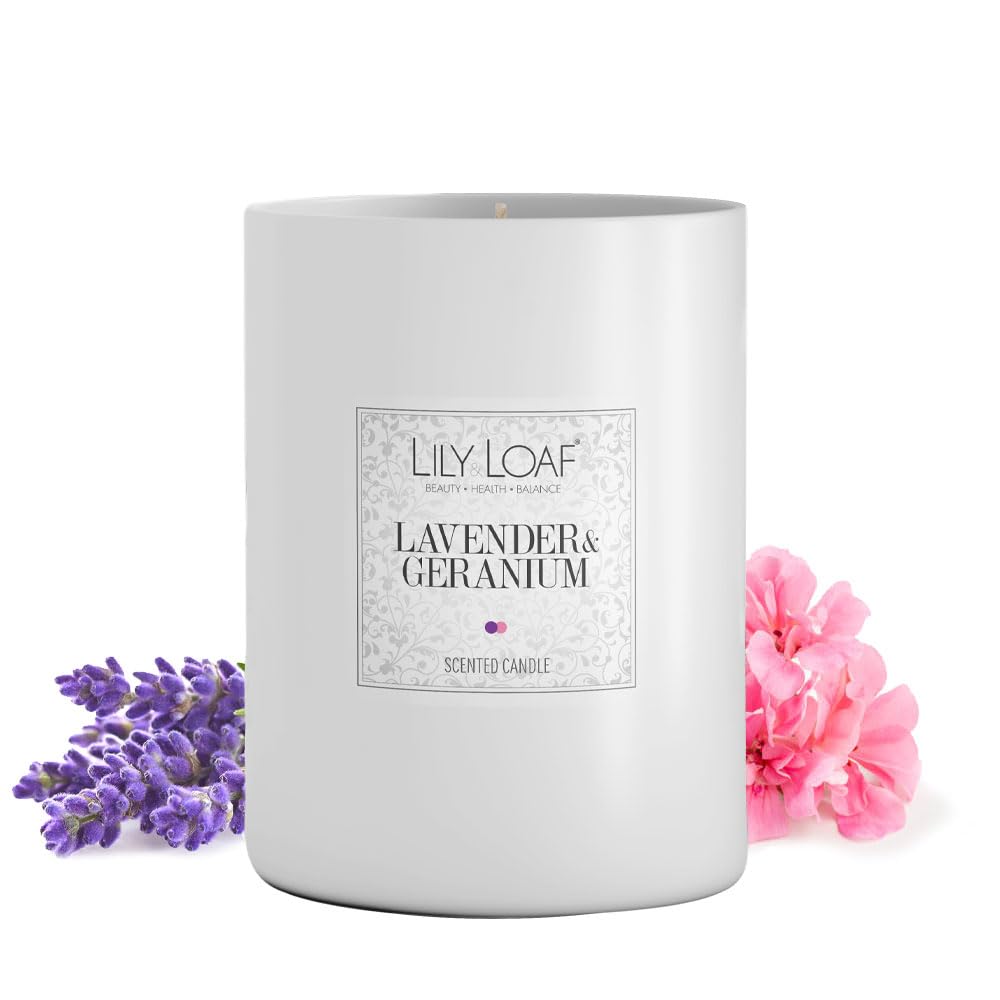 Lily & Loaf Lavender & Geranium Toxin-Free, Soy Wax Candle - 40 Hours Burn Time