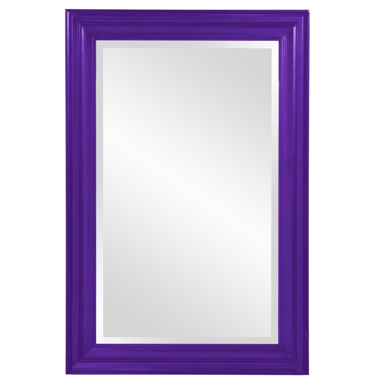 Howard Elliott George Rectangular Glossy Royal Purple Wall Mirror, Rectangle Hanging Wood Framed Vanity Mirrors for Home Decor, Living Room, Bathroom, Bedroom, or Hallway, 24 x 36 Inch Image