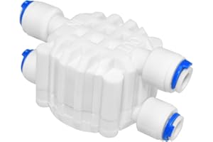 HONSNKS 1/4 Inch Tube Automatic Shut Off Valve, with Quick-Connect Fittings, for RO Reverse Osmosis Water Filter System (Pack of 1) White
