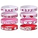 Valentine’s Day Wristband Silicone Band Bracelets for Party Favors Kids School Gifts Supplies-24pack