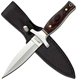 MTECH USA MT-20-03 Fixed Blade Knife, Titanium Double Edge Blade, Pakkawood Handle, 9-Inch Overall