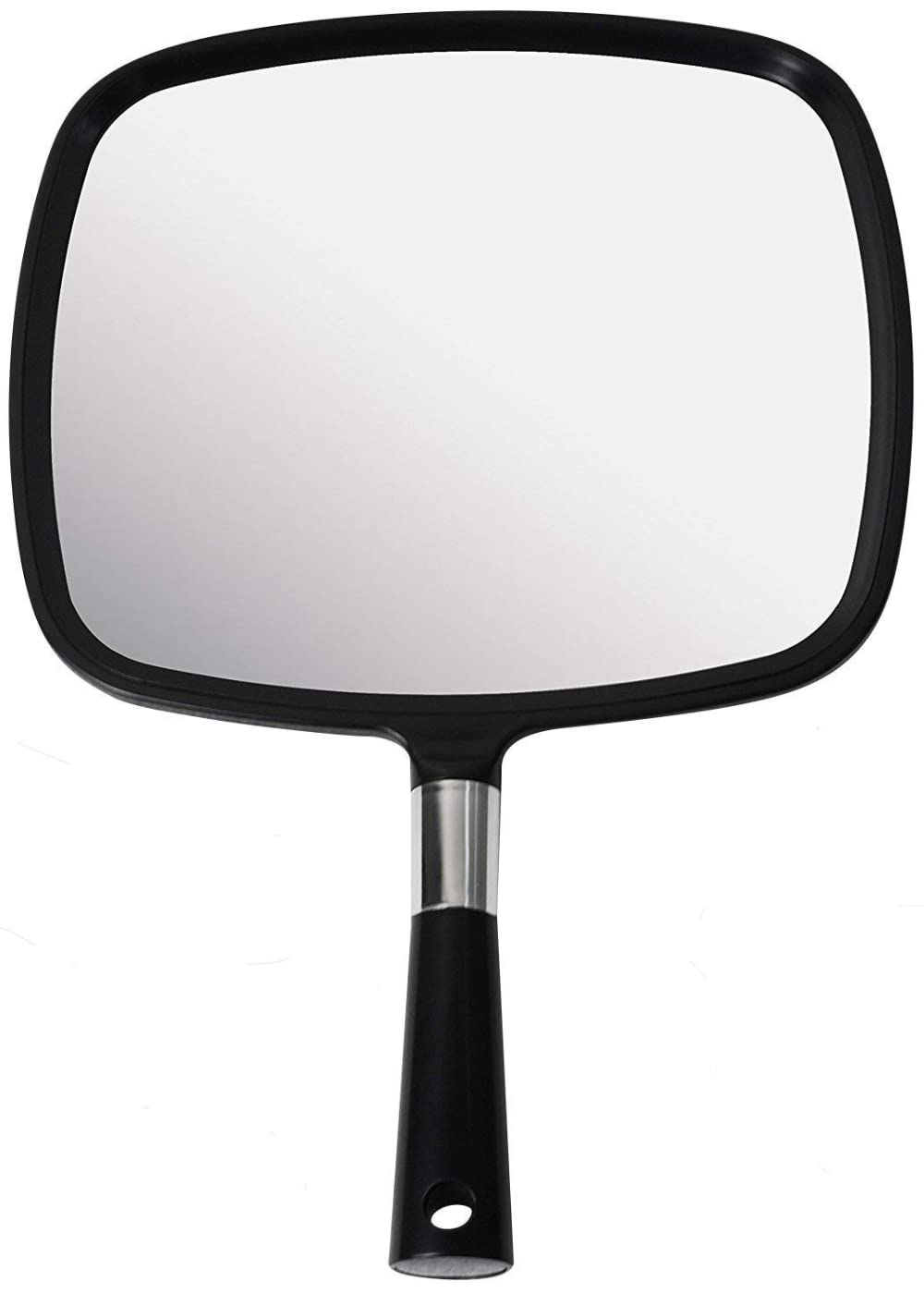 MIRRORVANA Large Hand Mirror with Comfy Handle - Big Handheld Mirror for Barber Shops, Hairdressing, Dental Offices, Home Self Hair Cutting and Make Up Application - 33cm L x 23cm W (Black)