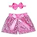 Baby Girls Shorts Kids Sparkle Toddler Sequin Shorts Glitter on Both Sides Birthday Outfits Headband Pink 12 Months