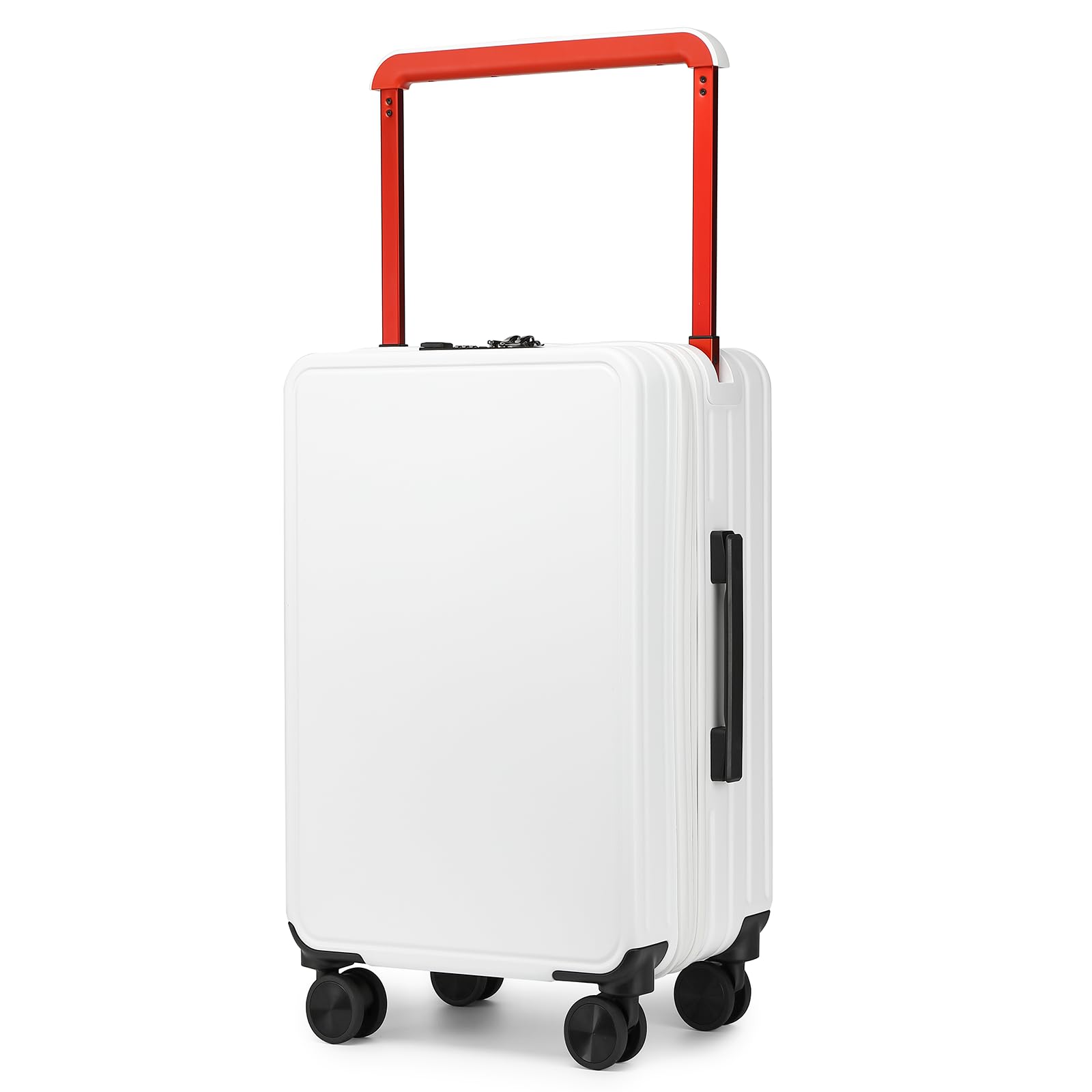 MRPLUM Carry On Luggage 22x14x9 Airline Approved Suitcase Wide Handle Rolling No Zipper Large Suitcase PC Hardshell Suit Case Carry-on Luggage with Wheels&TSA Lock,White