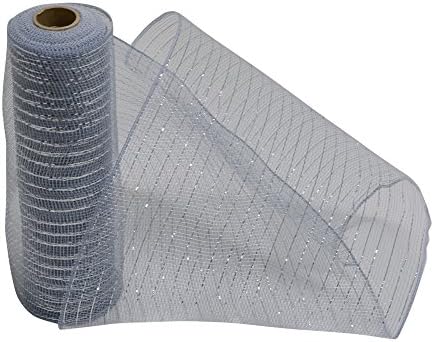 Mesh roll, Gray with Silver metallic stripe (Mini Roll -10" x 30')