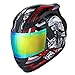1Storm Motorcycle Bike Full FACE Helmet Mechanic Skull - Tinted Visor RED