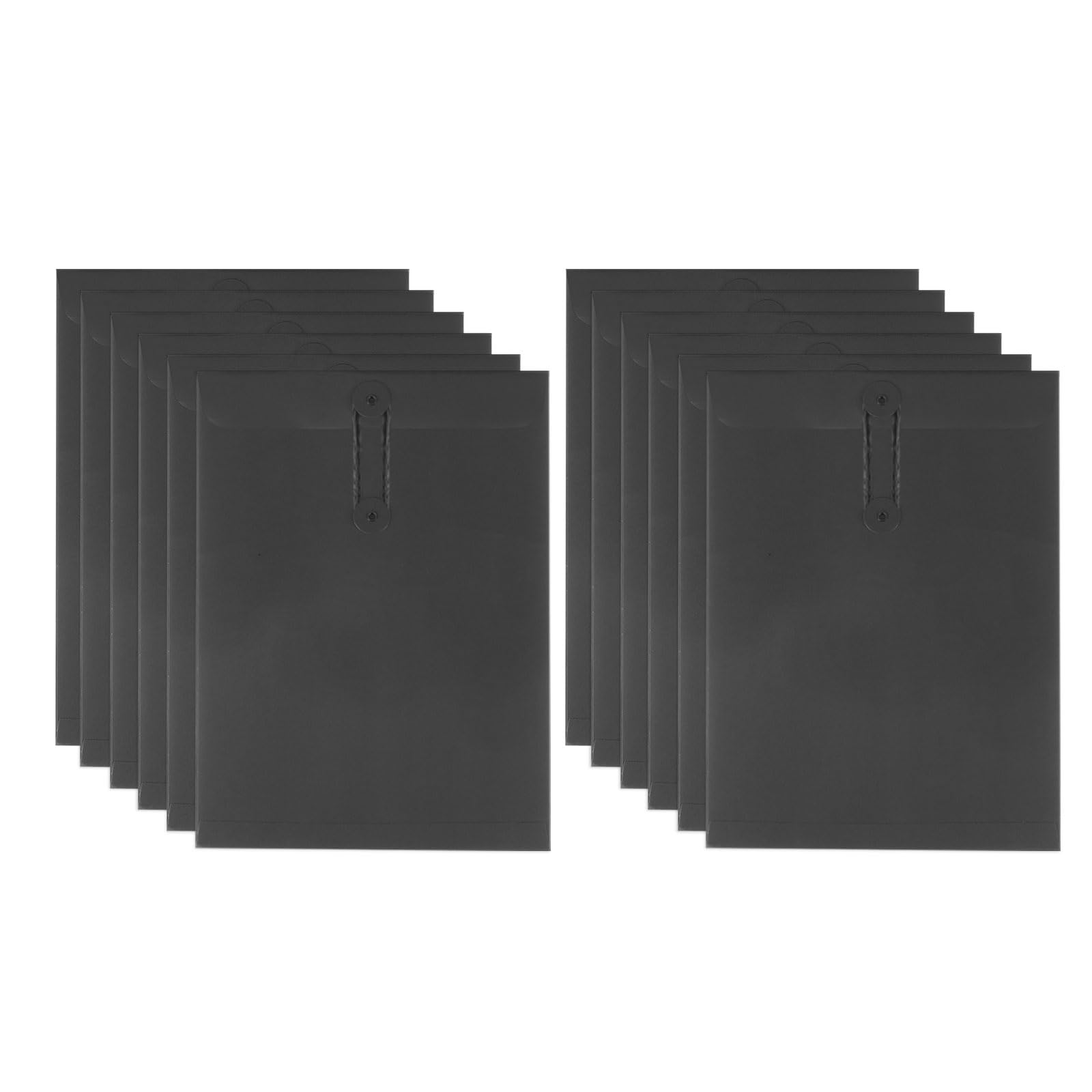 PATIKIL 12 Pcs Kraft Paper Envelope with String Tie Closure, A4 Vintage Envelopes File Folder Bag for Office Business Home Card Storage Document Organize, Black