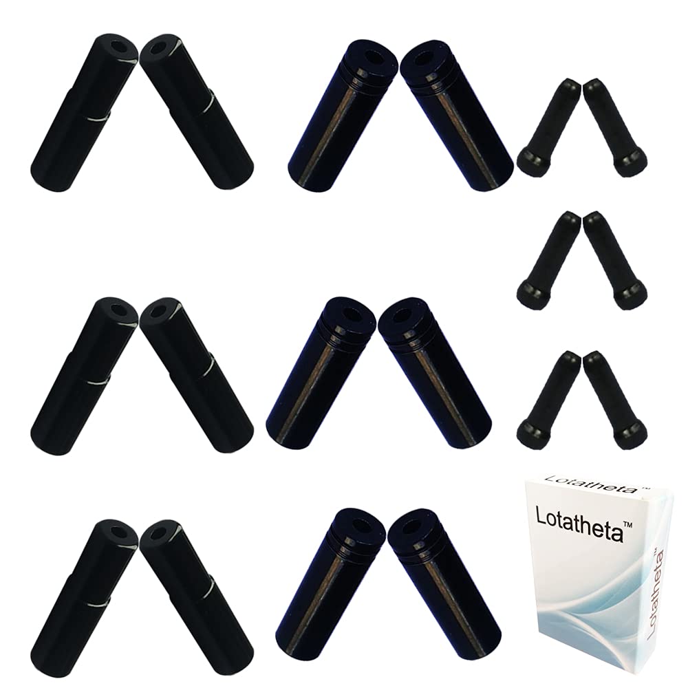 Lotatheta 6 PCs 5mm Black Alloy Road Mountain Bicycle Bike Brake Cable Tips Caps End Crimp + 6 PCs 4mm Shift Derailleur Cable Tips End + 6 PCs Cable End Crimps(Total 30 PCS)