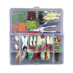 Guangcailun Leurre 108pcs Worms Earthworm Cricket Leurres émerillons Tenailles Kit Poisson Tackle Set