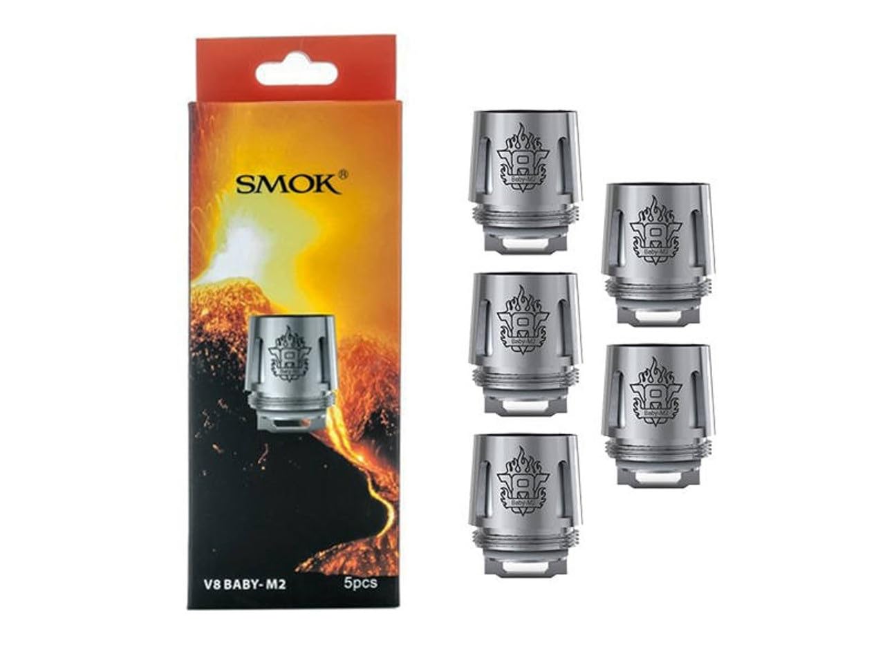 SMOK V8 Baby Replacement Coils, M2, 0.25 Ohm, Works with TFV9 mini Tank, Rigel Kit, TFV8 baby Tank, TFV12 baby prince Tank, Rigel Mini kit, Pack of 5, No Nicotine