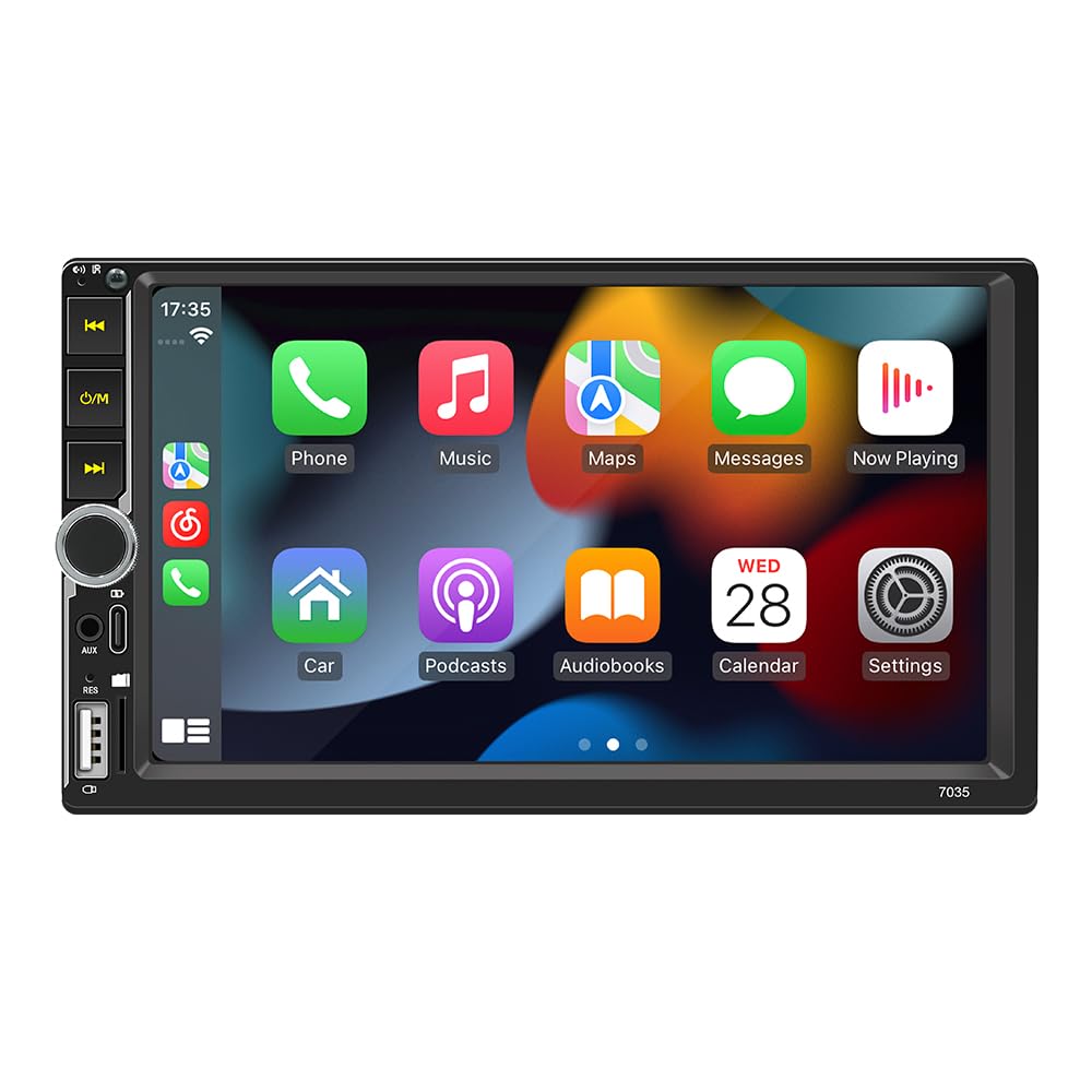 Photo 1 of [Ready for IOS26] 7" Wireless Apple CarPlay & Android Auto Double Din Car Stereo - 240W High-Power Sound, Touchscreen Bluetooth Receiver with USB-C/AUX/TF Ports, RDS/FM/AM Radio, MirrorLink HD Display