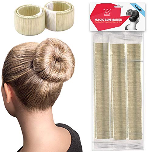 Hawwwy 3 Piece Hair Bun Maker Easy Snap And Roll Bun Hair Tool