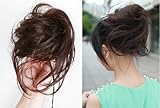 X&Y ANGEL- New Charming Wavy Bun With Strip Hairdo Scrunchie Ponytail Hairpiece Hair Extensions H005 (natural black)
