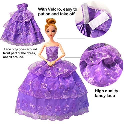 Fancy Doll Clothes for Barbie Girls Dolls - 10 PCS Handmade 11.5 Inch Doll Clothes Wedding Dresses Gowns Outfits Costume Party Dress for Girls Kids Party Favor - Thumbnail 3