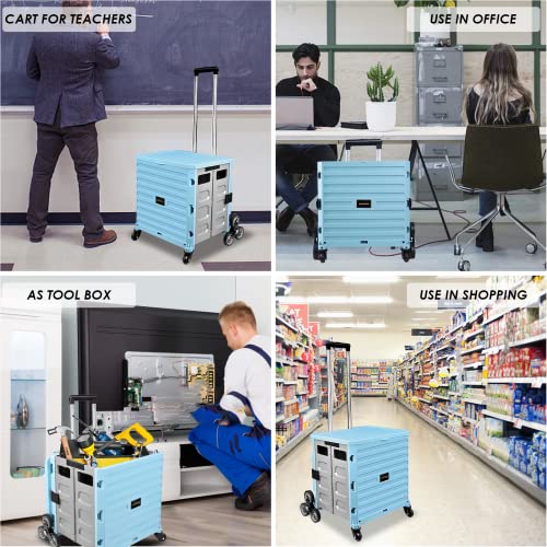 Foldable Utility Cart with Wheels, Stair Climbing Collapsible Rolling