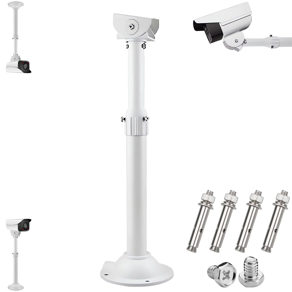 E-HORDE Extendable CCTV Security Camera Mount - 30-60cm Telescopic Adjustable Mounting Bracket, Universal Camera Pole Mount, Wall and Ceiling Mount (I type)