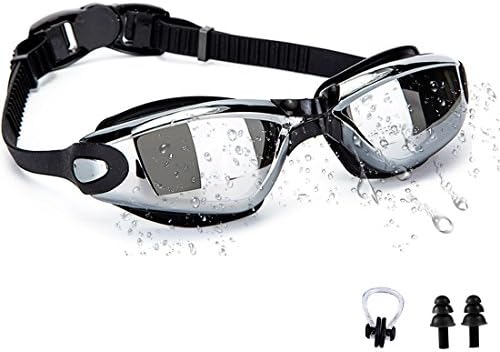 KAIDIWEI Swimming Goggles, Anti Fog UV Protection No Leaking Wide View Swim Goggles for Adult with Ear Plug Nose Clip for Men Women Youth Boys Girls