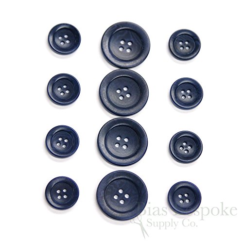 Set of 12 Chic Dark Blue Corozo Suit Buttons, Made in Italy