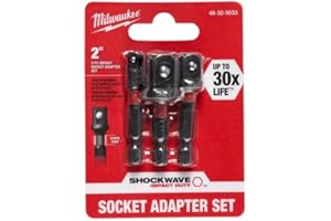 MILWAUKEE ELEC TOOL 48-32-5033 Power Drill Bit Extensions Shockwave Socket Adapter Set, 1/4" Pack of 1